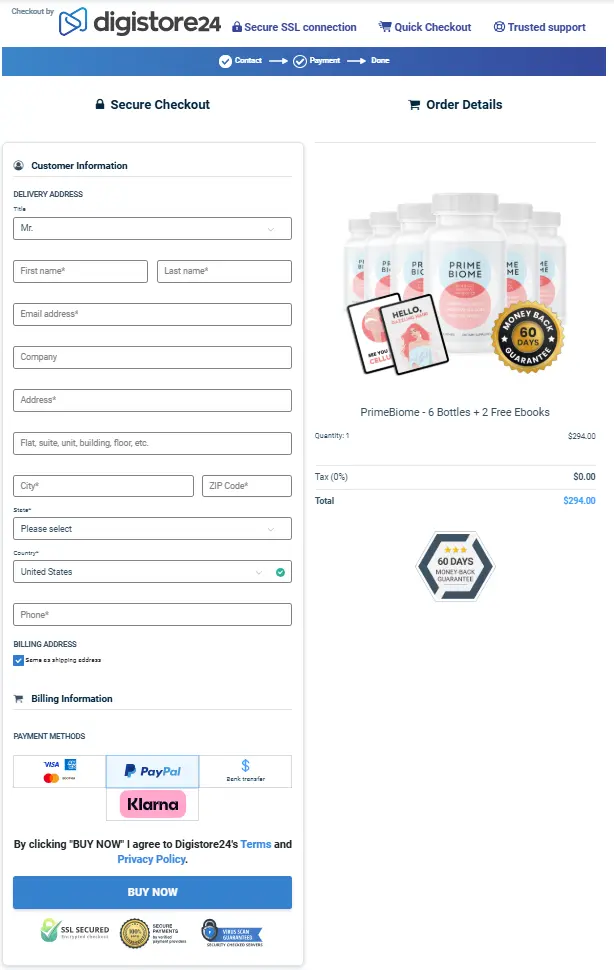 Prime Biome Order Page Buy